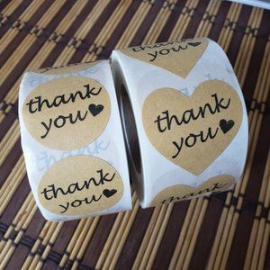 150 kraft thank you stickers